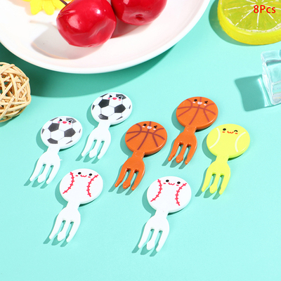 8Pcs Mini Cartoon Fork Toothpicks For Kids Snack Cake