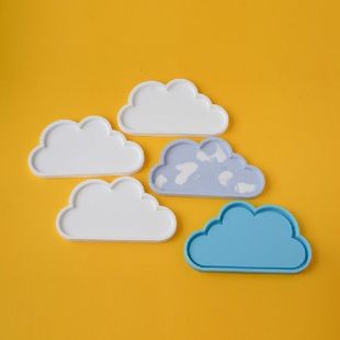 Cute Clouds Concrete Tray Mould DIY Cement Candle Holder