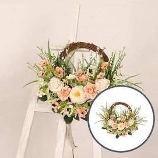 Holiday Door Wreath Flower Garland Simulation Leaf Wreath