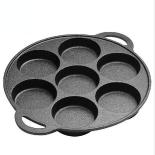 7 Hole Egg Hamburger Mould Cast Iron Deep Frying Pan