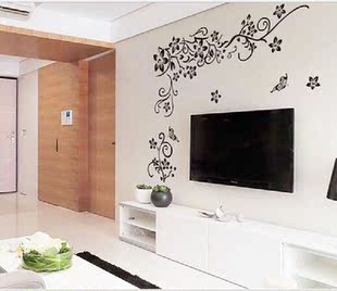 New DIY Decor Black Flowers Removable Wall Stickers Wall