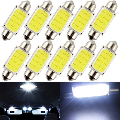 10Pcs White COB C5W Car Auto Festoon Dome Interior LED Light