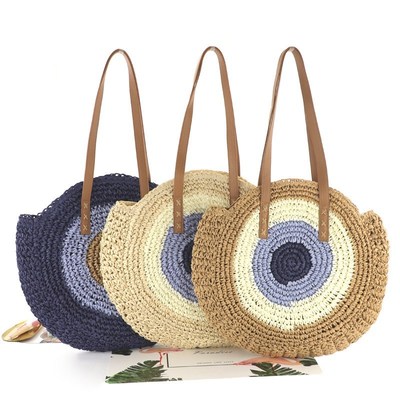 Paper yarn crochet color flat straw bag leisure shoulder hip