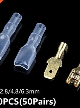 200PCS(50Pairs) 2.8/4.8 6.mm Female Male Spade Crimp Termin