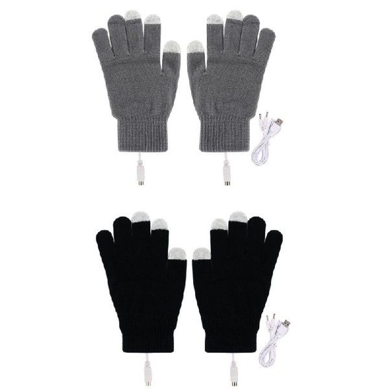 1 Pair USB Heated Gloves for Men Women Knitting Heating