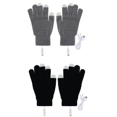 1 Pair USB Heated Gloves for Men Women Knitting Heating