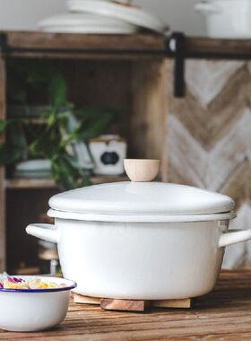 Japanese style porcelain enamel pear shaped soup pot with
