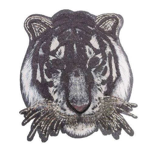 Sequins Tiger Head Patch Sew On Embroidered Sewing Applique