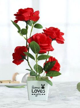 Artificial Plant Pot Rose Bonsai Faux Silk Flower Indoor