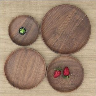 tray Japanese round Korean black walnut Customized wooden