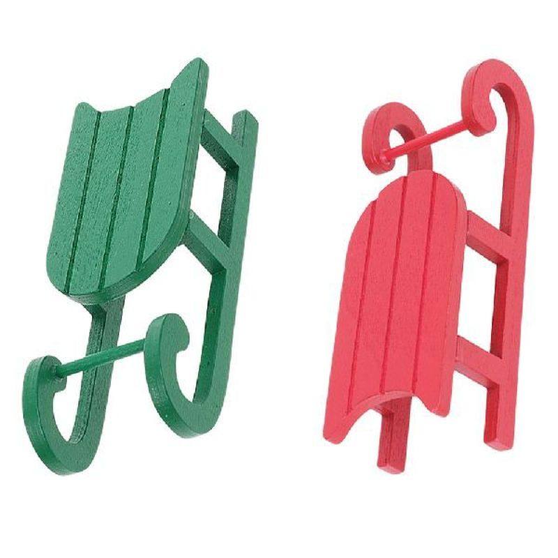 christmas mini sleigh wooden sled ornament figurine