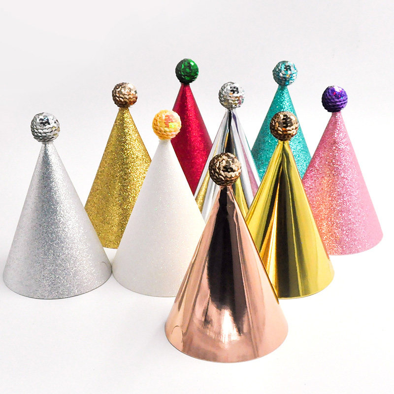 1pc birthday hat paper gold sequin happy birthday party