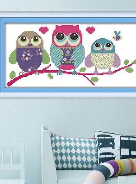 Pre Printed Cross Stitch Kits for Girls Boys Flowers Owls