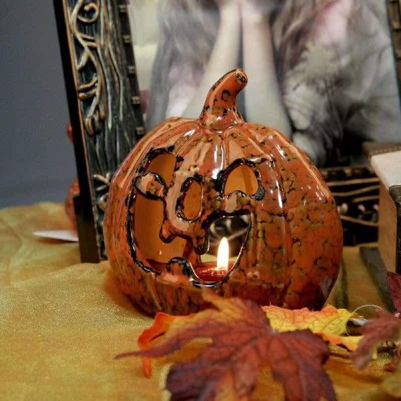 Halloween Pumpkin Candle Holder Decorative Hollowed Out