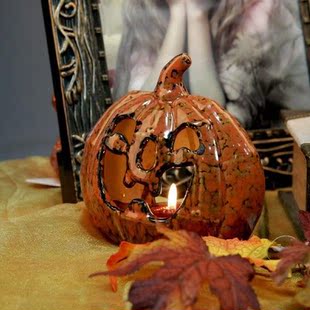 Halloween Pumpkin Candle Holder Decorative Hollowed Out