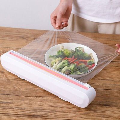 DIY Cling Film Storage Holder Restaurant Plastic Cutter Easy