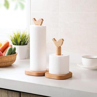 1PC Wooden Vertical Paper Towel Holder Rack Napkin Stand