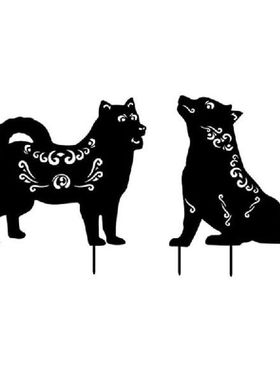 2 Pcs Hollow Dogs Garden Silhouette Stakes Acrylic Backyard