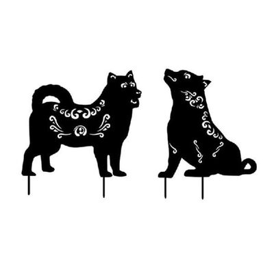 2 Pcs Hollow Dogs Garden Silhouette Stakes Acrylic Backyard