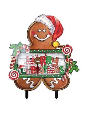 Stakes Xmas Garden Yard Signs Gingerbread Yard Art Outdoor