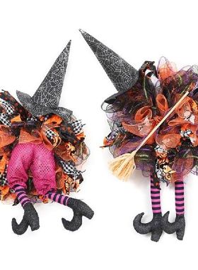 K1MF Halloween Penyihir Karangan Bunga untuk Pintu Depan