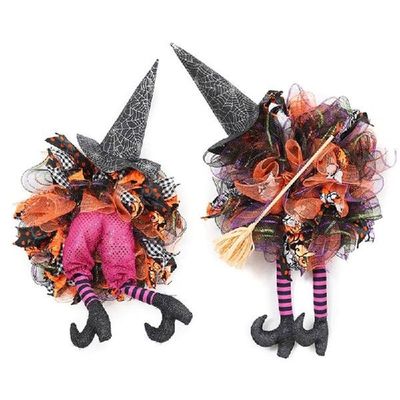 K1MF Halloween Penyihir Karangan Bunga untuk Pintu Depan