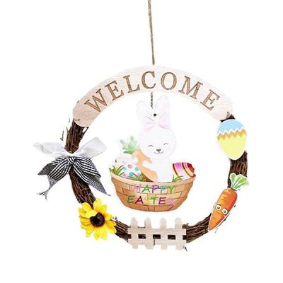 Easter Decoration Wreaths Artificial Flower Welcome Sign