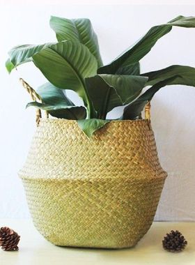 1PC Nordic Style Seaweed Woven Storage Basket Handheld