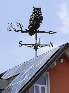 Metal Weathervane with Owl Ornament, Garden Stake Weather