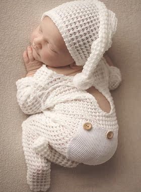 2 Pcs Newborn Photography Props Crochet Outfit Baby Romper H