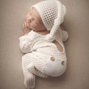 2 Pcs Newborn Photography Props Crochet Outfit Baby Romper H
