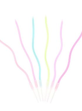 6Pcs/box Threaded Candle Curved Cake Candle Long Curving