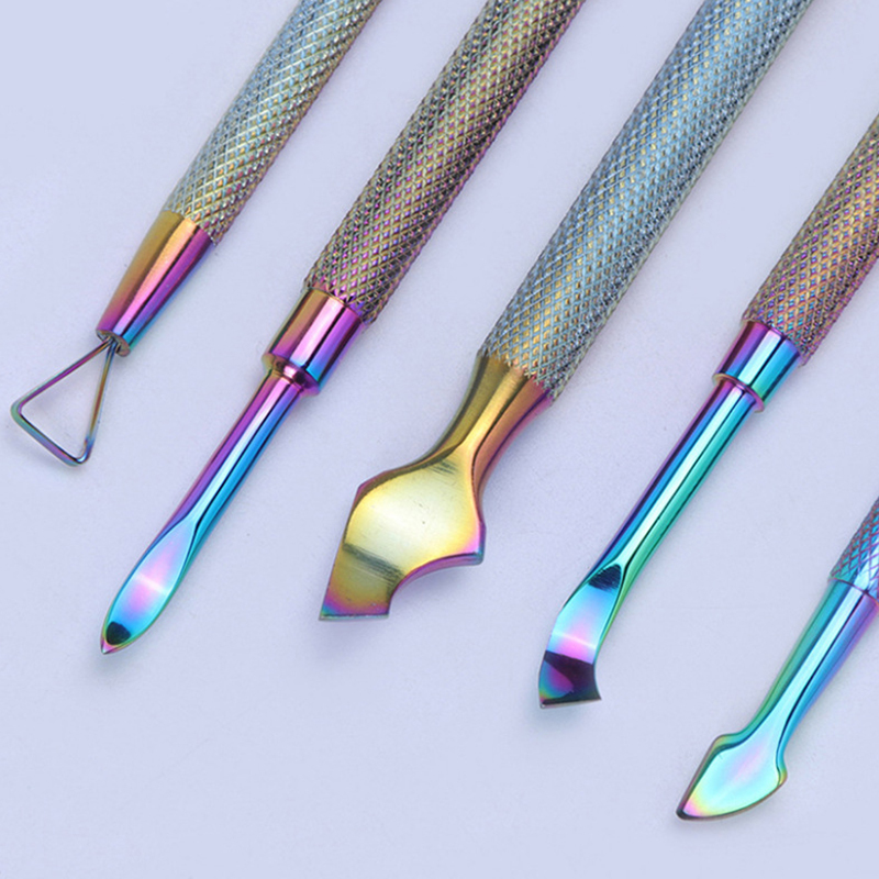 21 Style Rainbow Stainless Steel Nail Cuticle Pusher