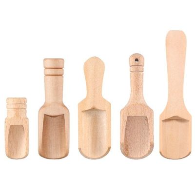 5pcs Wood Scoops for Bath Salts Spice Spoon Tea Spoons Bath