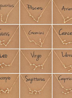 Cardboard Star Zodiac Sign 12 Constellation Necklaces Crysta