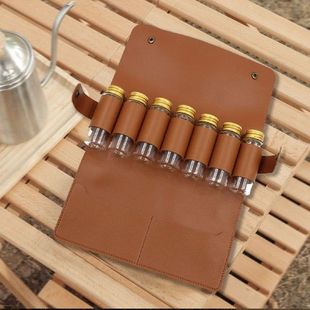 Portable Spice Bag with 7 Spice Bottle Camping Spice Holder