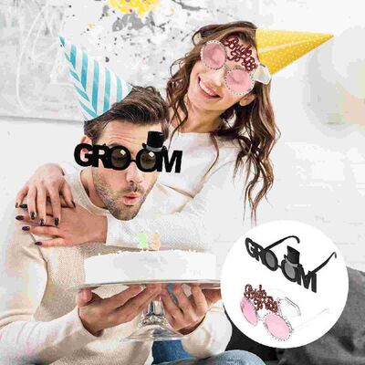 2pcs Decorative Bachelor Party Eyeglasses Groom and Bride