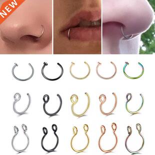 1PCS Stainless Steel Fake Nose Ring Hoop Septum Rings C Clip