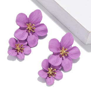 Red Flower Earrings For Women 2022 Double Layers Statement H