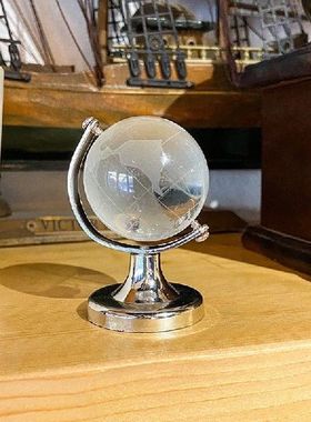 Round Earth Globe World Map Crystal Glass Clear Sphere With