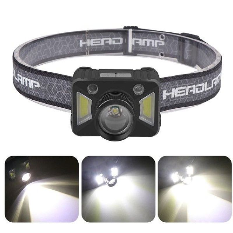 Sensor Headlamp COB LED Head Lamp Flashlight Portable USB