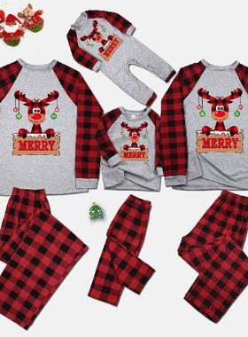 Cute Reindeer Printing Family Matching Outfits Christmas