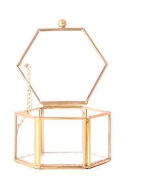 Hexagonal Glass Container Box Multifunctional Jewelry