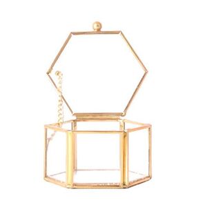 Hexagonal Glass Container Box Multifunctional Jewelry