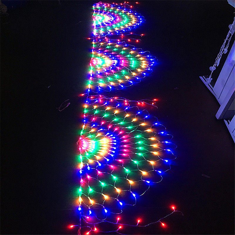 3M×0.5M 424LED 3pcs Peacock Net Mesh String Light Chri