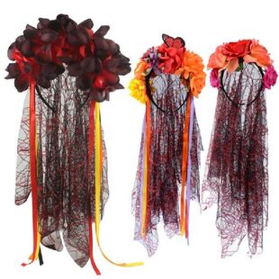 Fariy Women Girls Veil Corpse Bride Roses Flower Mexican
