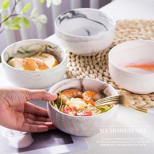 Simple marble ceramic soaked noodles bowl salad snack soup