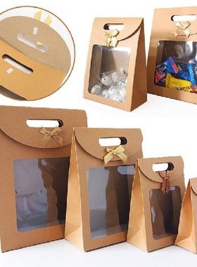 Kraft Paper Bags With Transparent Window Present Gift Bag