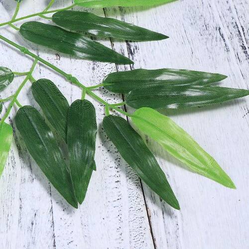 12pcs Artificial Green Bamboo Leaves Fake Green Plants