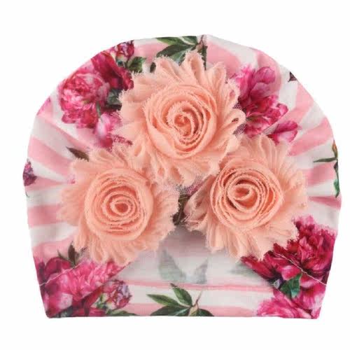 Baby Flowers Headband Hat Soft Nylon Elastic Turban Caps